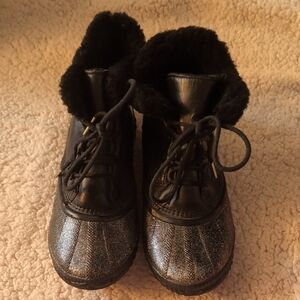 Sorel Black Glitter Duck Boot